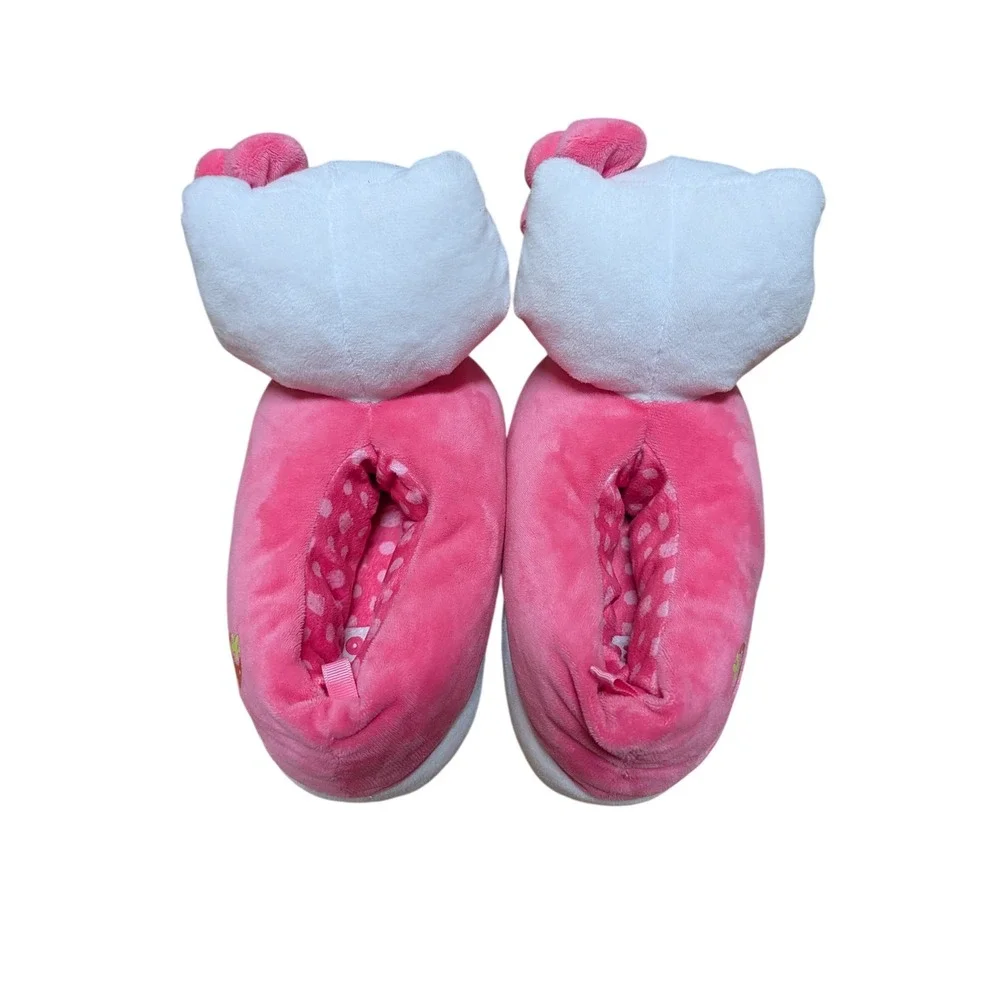 Hello Kitty Plush Slippers Kids 13/1 Pink Strawberry Light Up Bow Excellent